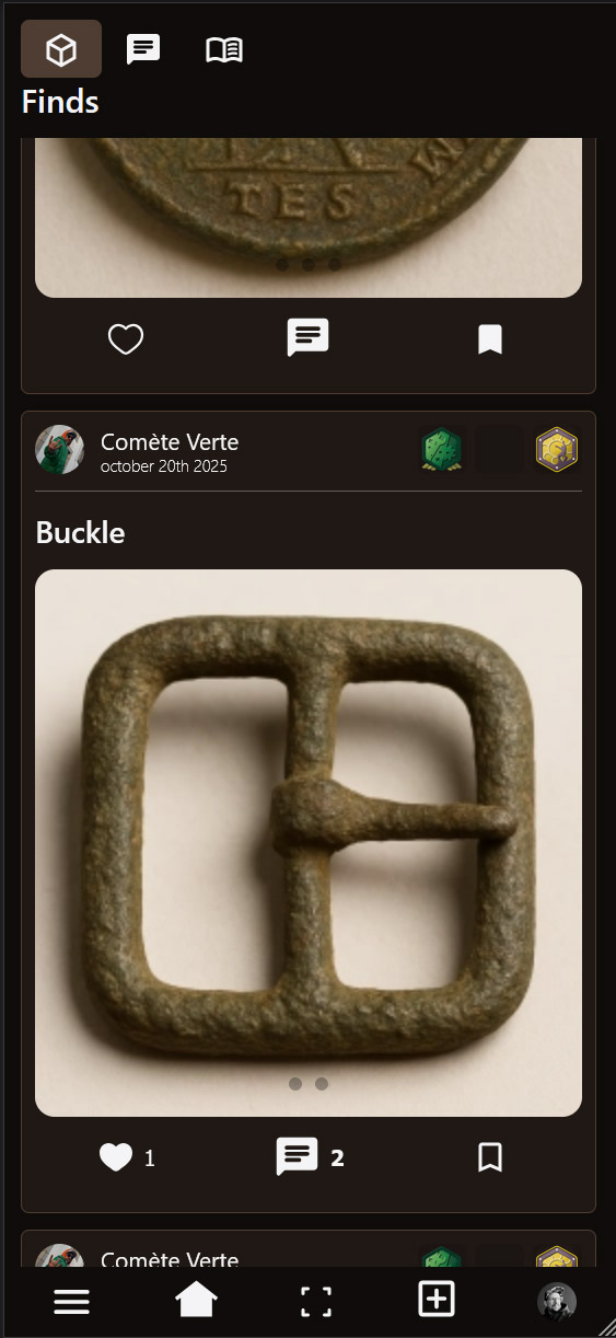 Finds Table | Screen shot of the app.