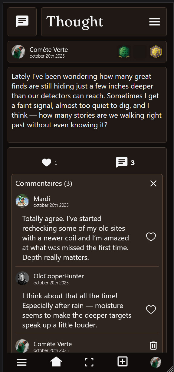 Finds Table | Screen shot of the app.